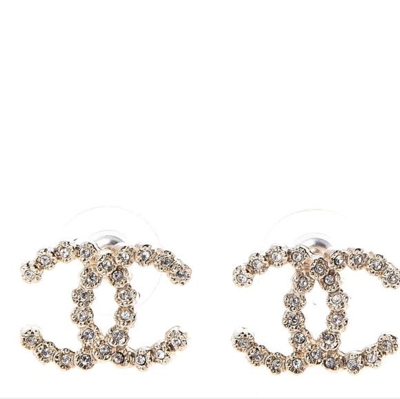 CHANEL Jewelry - 🛑SOLD🛑CHANEL Crystal CC Earrings Light Gold